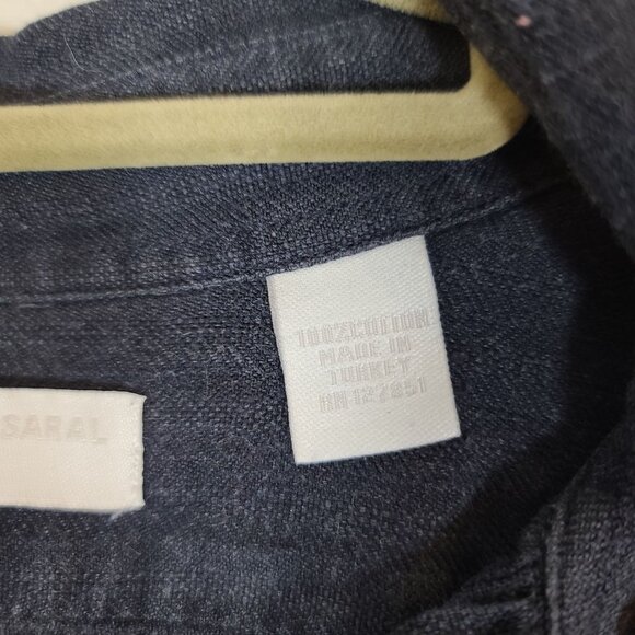 Sibel Saral Cotton Long Sleeve Button Pleated Front Hi-Low Blouse Dark Blue S - Picture 6 of 8